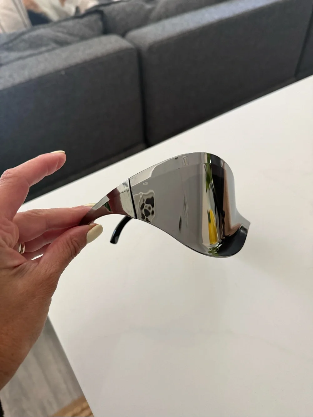 Futuristic Chrome Shield Visor Sunglasses | Festival Y2K Silver Mirror